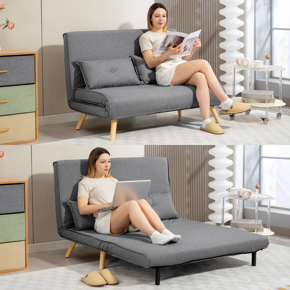 HOMCOM Two-Seater Linen-Look Sofa Bed Additional View 41