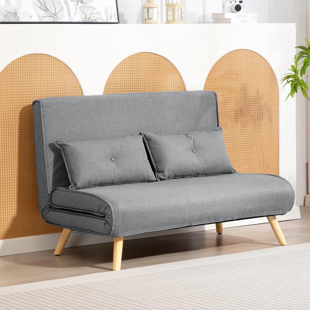 HOMCOM Two-Seater Linen-Look Sofa Bed Additional View 43