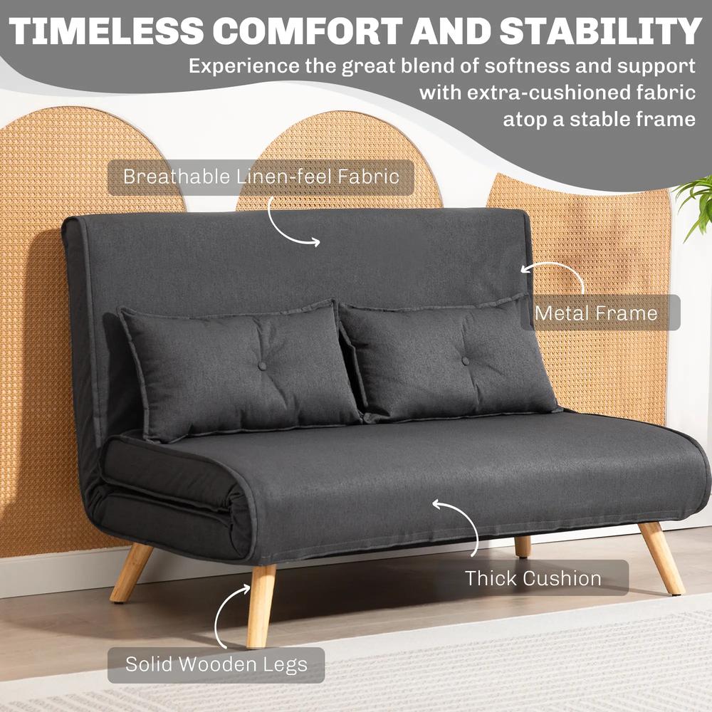 HOMCOM Two-Seater Linen-Look Sofa Bed Additional View 6