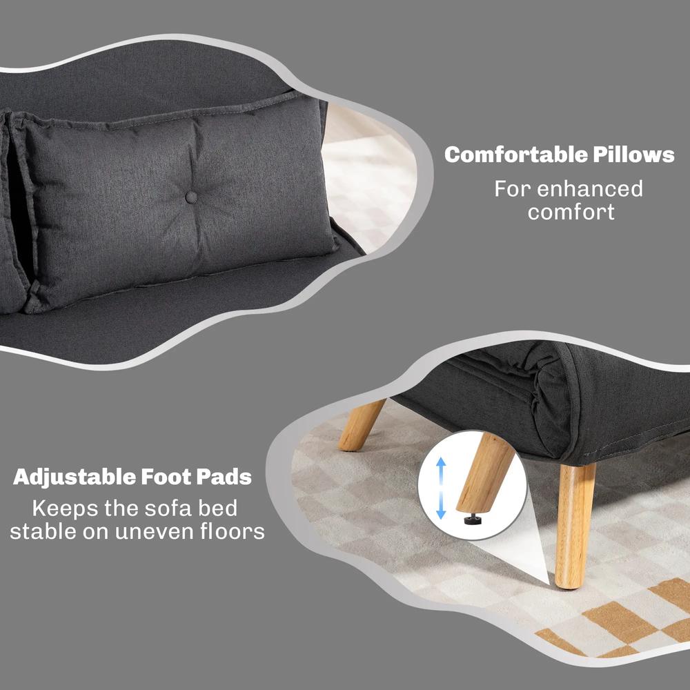 HOMCOM Two-Seater Linen-Look Sofa Bed Additional View 7