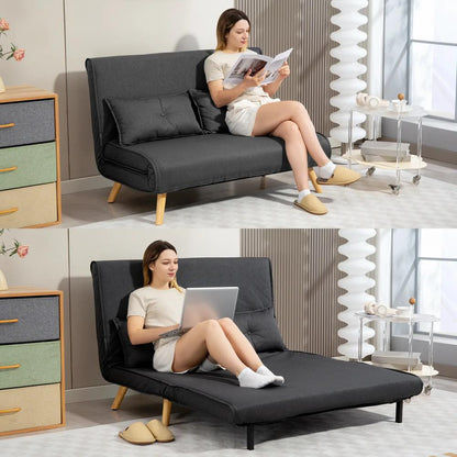 HOMCOM Two-Seater Linen-Look Sofa Bed Additional View 8