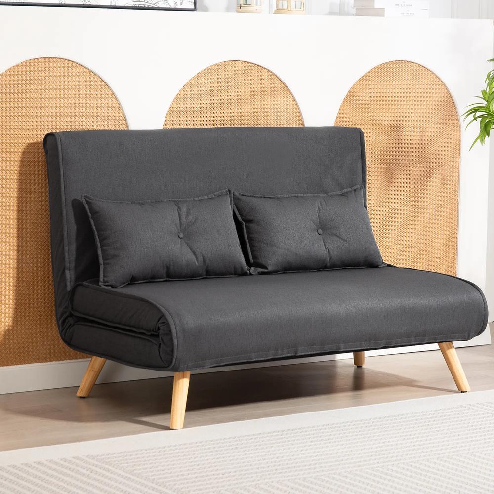 HOMCOM Two-Seater Linen-Look Sofa Bed Additional View 10