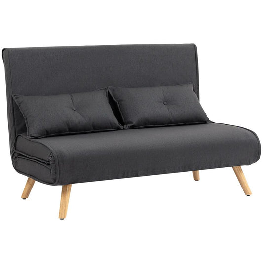 HOMCOM Two-Seater Linen-Look Sofa Bed