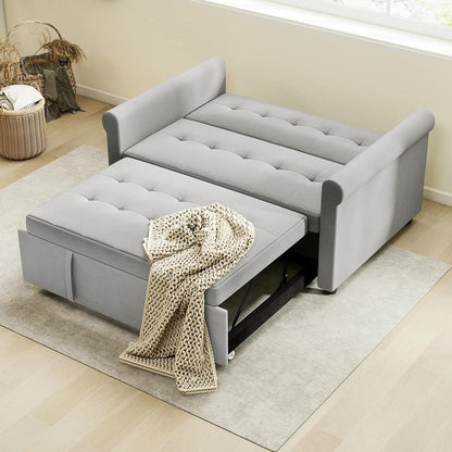 HOMCOM Two-Seater Velvet-Feel Sofa Bed - Grey Additional View 12