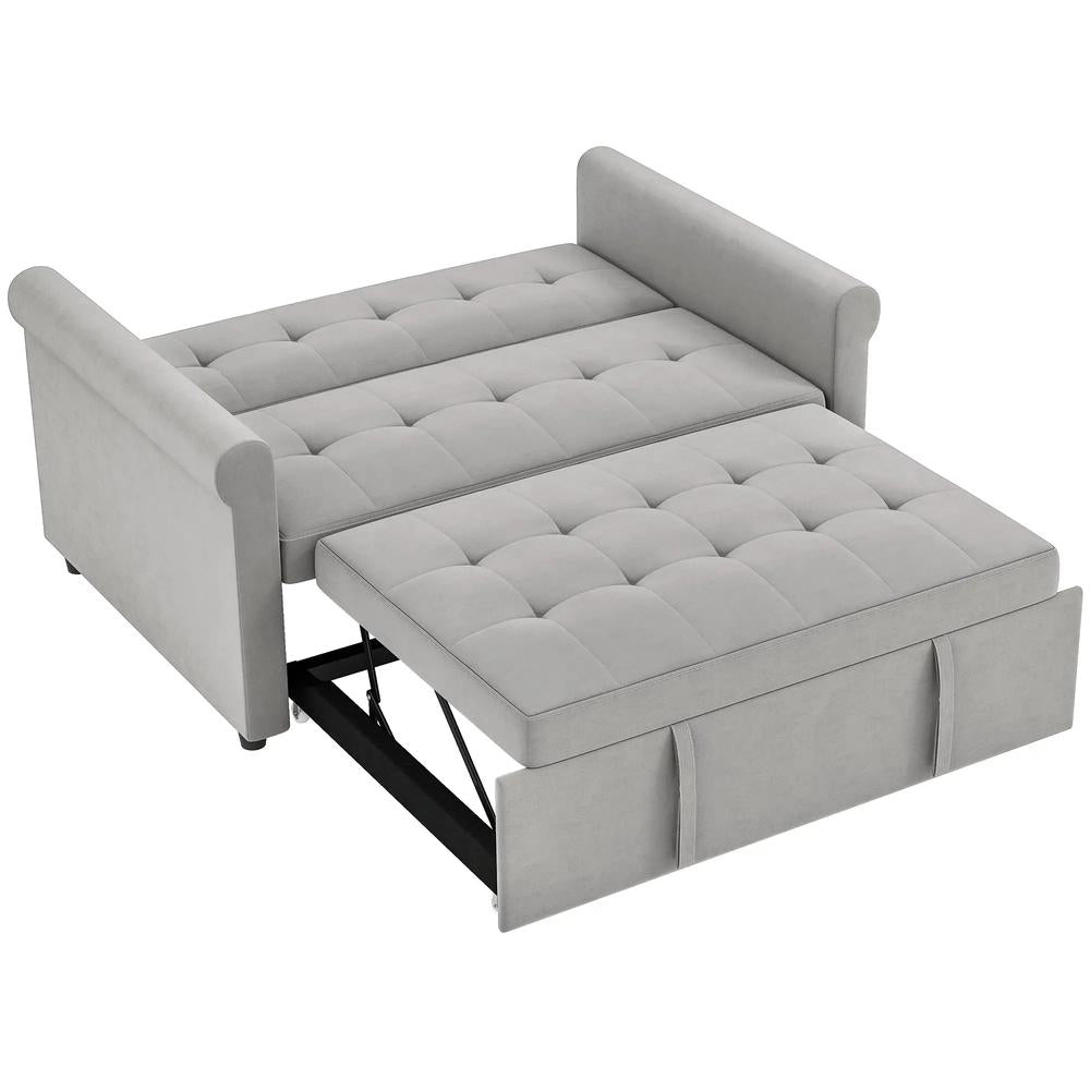 HOMCOM Two-Seater Velvet-Feel Sofa Bed - Grey Additional View 13