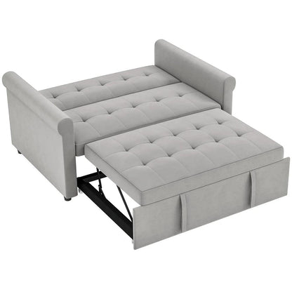 HOMCOM Two-Seater Velvet-Feel Sofa Bed - Grey Additional View 13