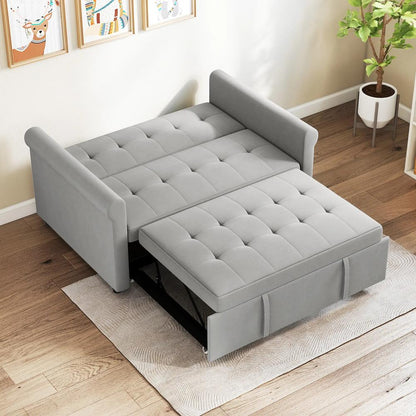 HOMCOM Two-Seater Velvet-Feel Sofa Bed - Grey Additional View 8