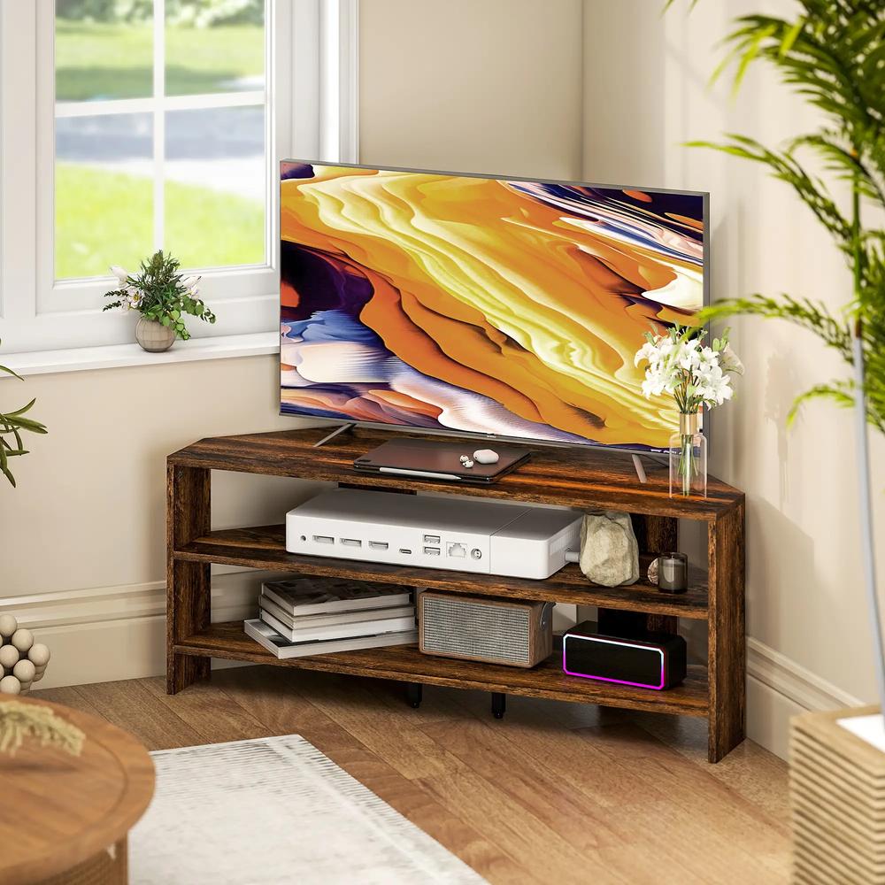 HOMCOM Corner TV Stand with 2 Open Shelves for 47 Inch TV Additional View 13