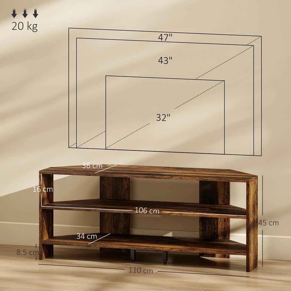 HOMCOM Corner TV Stand with 2 Open Shelves for 47 Inch TV Additional View 14