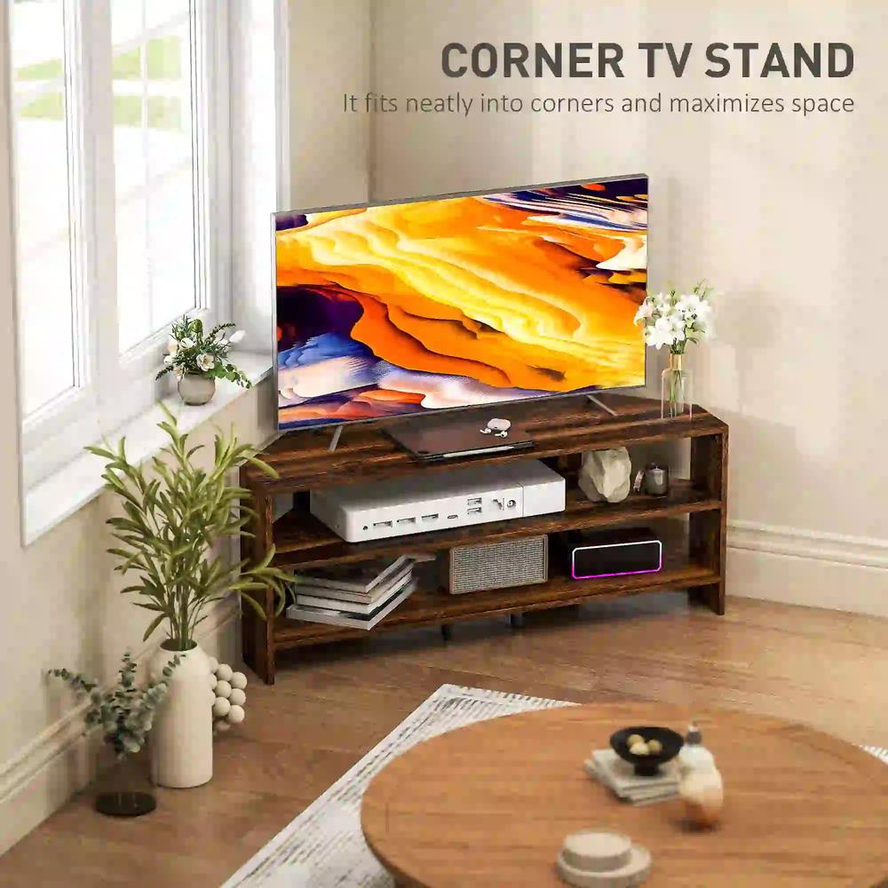 HOMCOM Corner TV Stand with 2 Open Shelves for 47 Inch TV Additional View 15