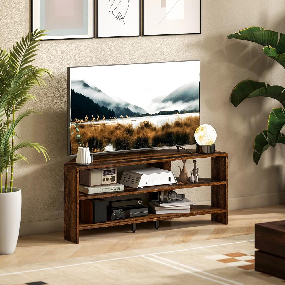 HOMCOM Corner TV Stand with 2 Open Shelves for 47 Inch TV Additional View 17
