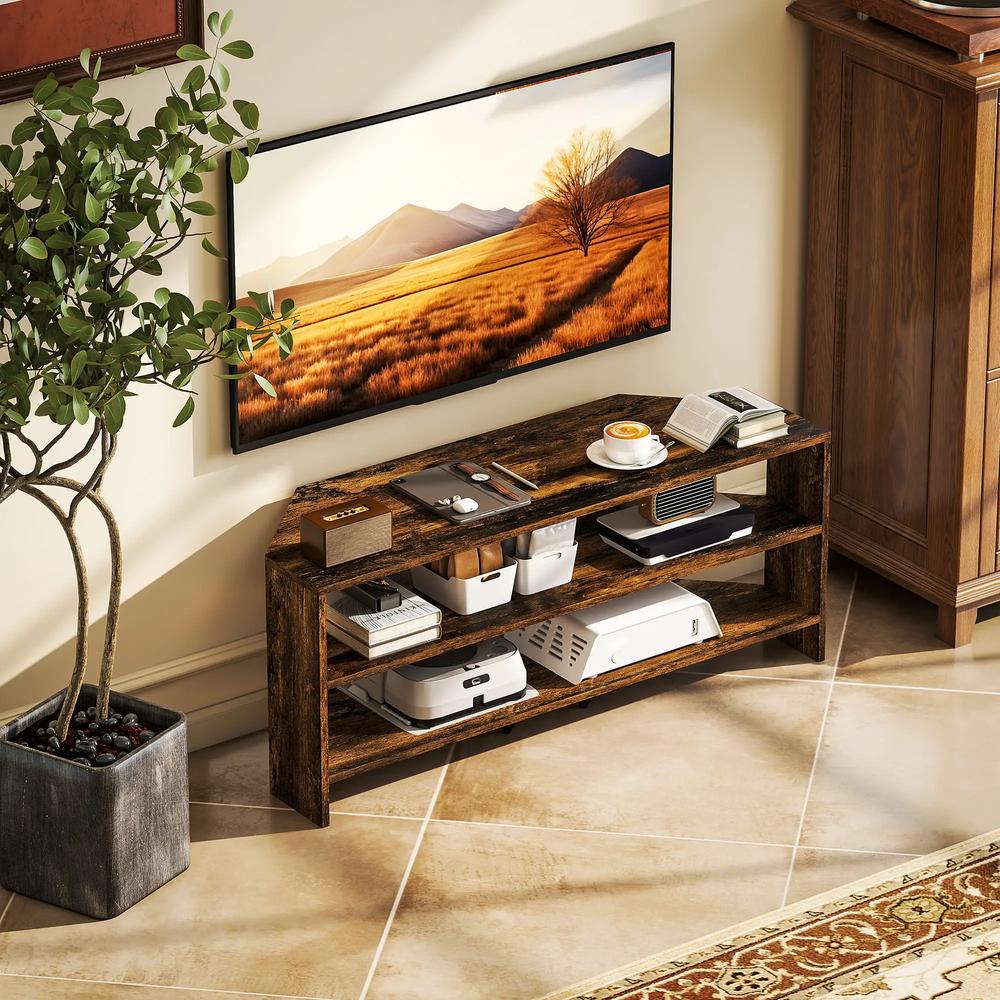 HOMCOM Corner TV Stand with 2 Open Shelves for 47 Inch TV Additional View 21