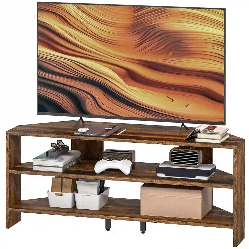 HOMCOM Corner TV Stand with 2 Open Shelves for 47 Inch TV Additional View 22