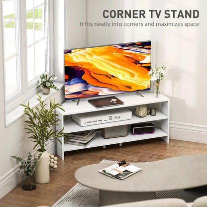 HOMCOM Corner TV Stand with 2 Open Shelves for 47 Inch TV Additional View 26