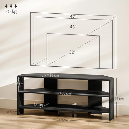 HOMCOM Corner TV Stand with 2 Open Shelves for 47 Inch TV Additional View 3
