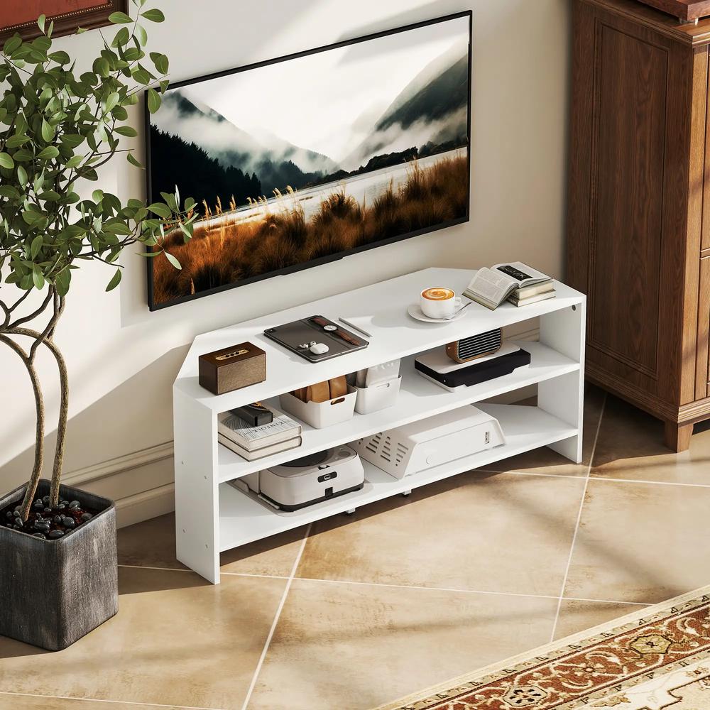HOMCOM Corner TV Stand with 2 Open Shelves for 47 Inch TV Additional View 32