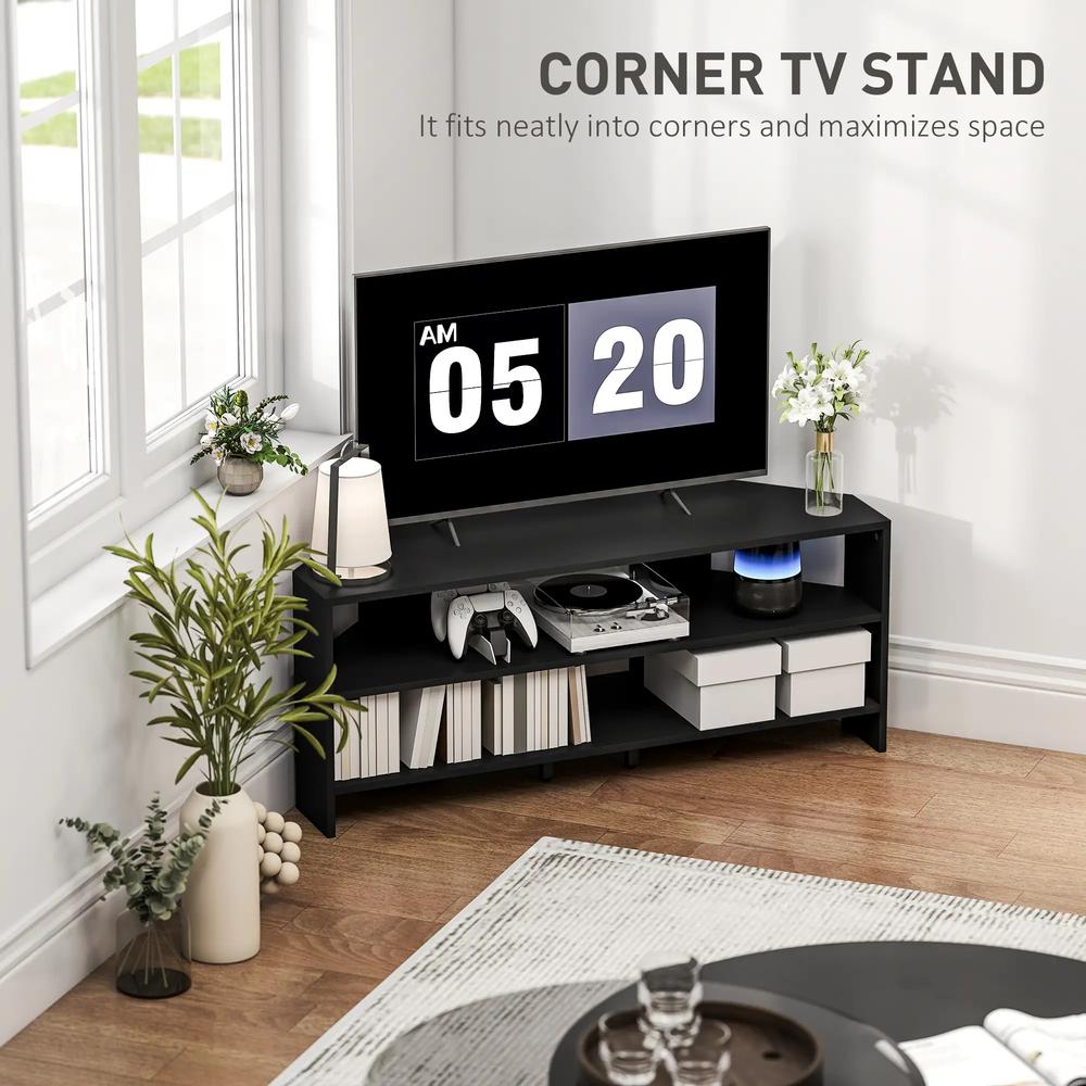 HOMCOM Corner TV Stand with 2 Open Shelves for 47 Inch TV Additional View 4