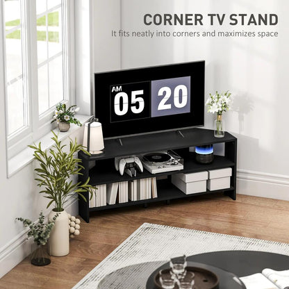 HOMCOM Corner TV Stand with 2 Open Shelves for 47 Inch TV Additional View 4