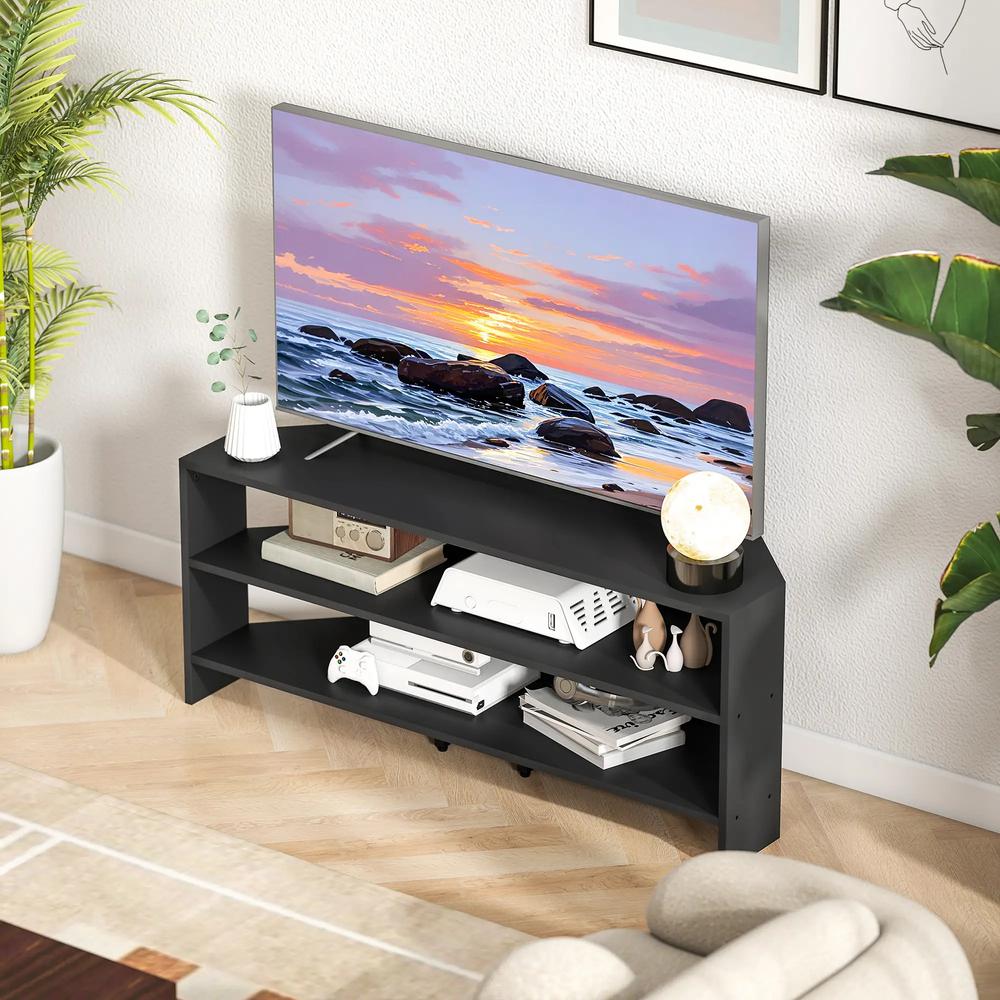 HOMCOM Corner TV Stand with 2 Open Shelves for 47 Inch TV Additional View 8