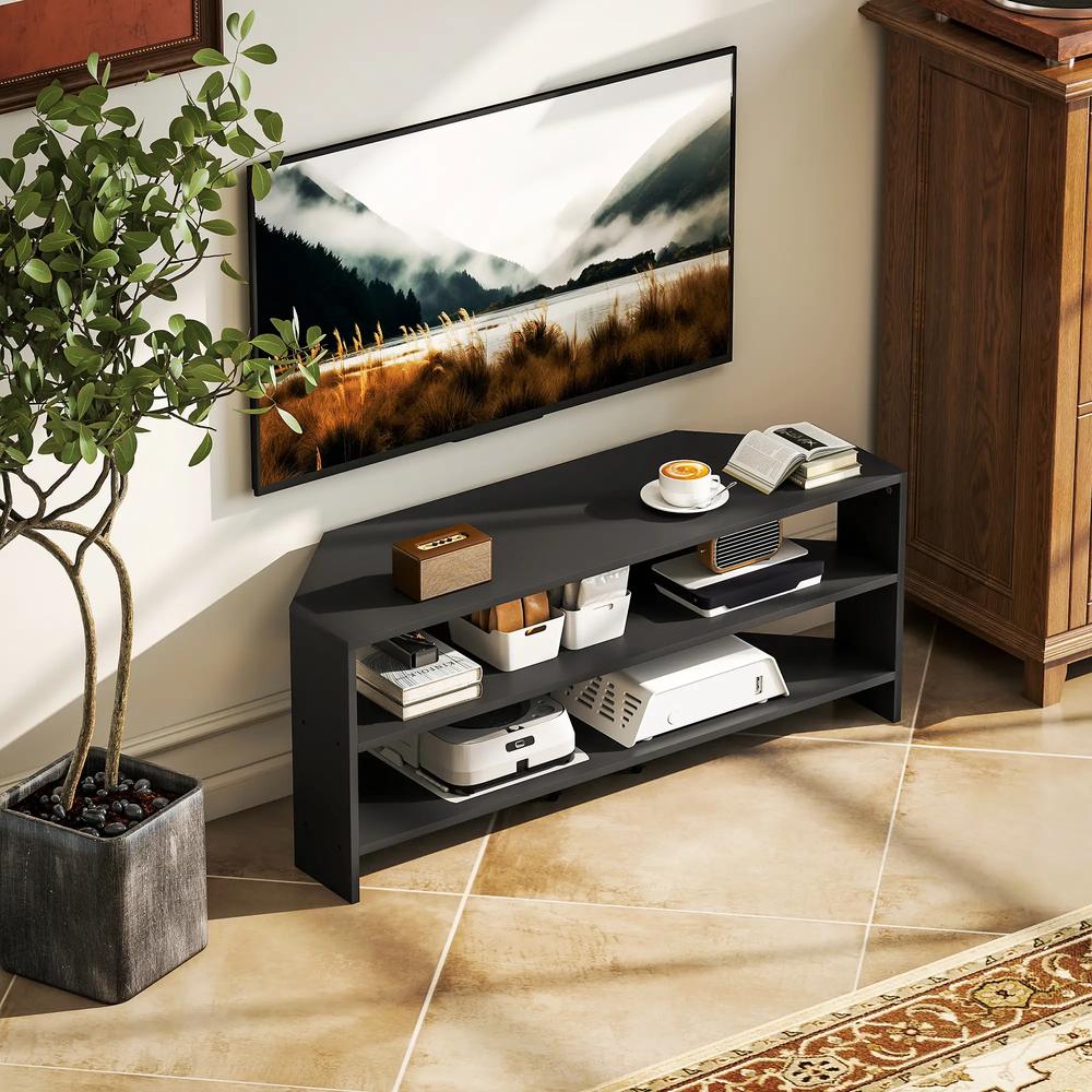 HOMCOM Corner TV Stand with 2 Open Shelves for 47 Inch TV Additional View 10