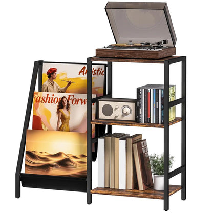 HOMCOM 3-Tier Record Player Stand, End Table for Living Room, Bedroom Additional View 11