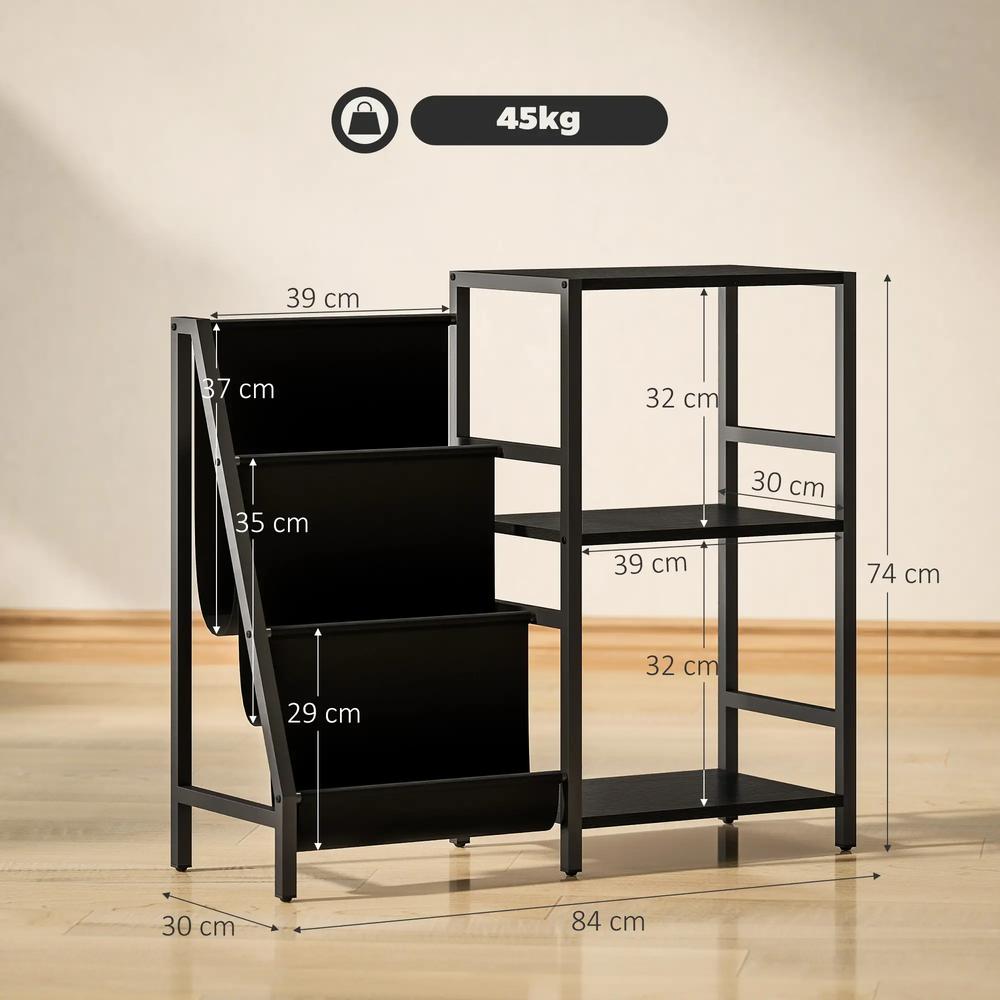 HOMCOM 3-Tier Record Player Stand, End Table for Living Room, Bedroom Additional View 14