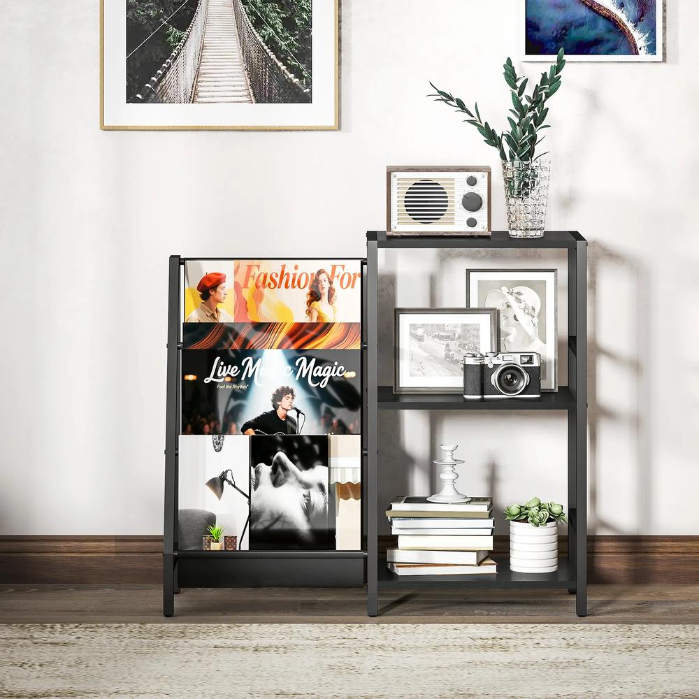 HOMCOM 3-Tier Record Player Stand, End Table for Living Room, Bedroom Additional View 18