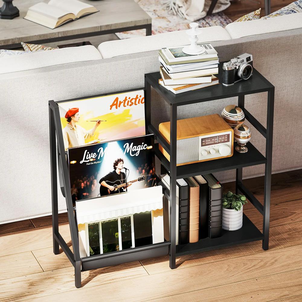 HOMCOM 3-Tier Record Player Stand, End Table for Living Room, Bedroom Additional View 19