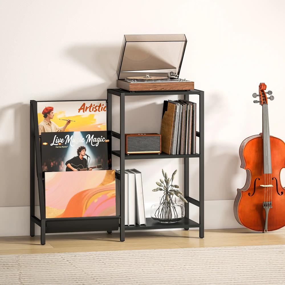 HOMCOM 3-Tier Record Player Stand, End Table for Living Room, Bedroom Additional View 20