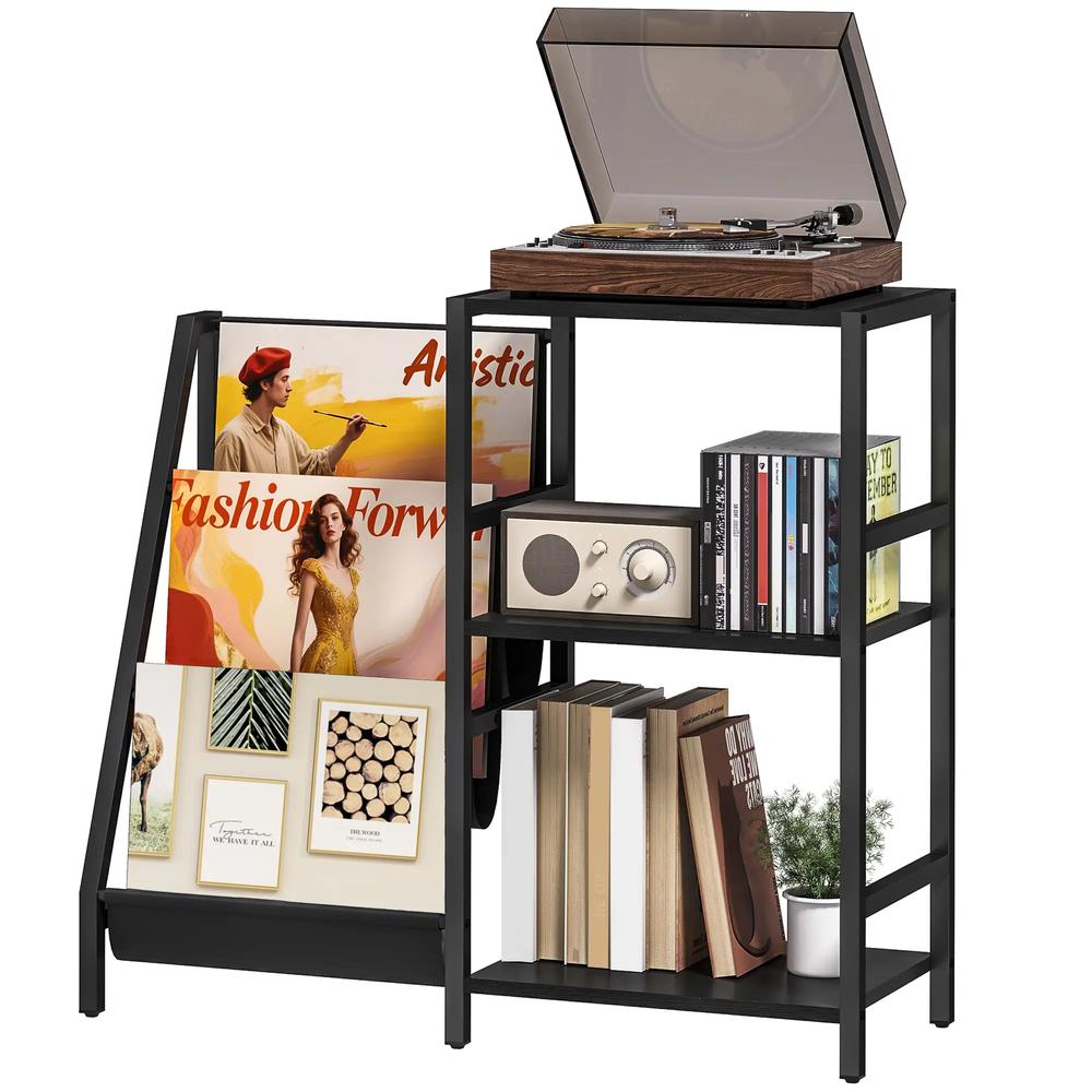 HOMCOM 3-Tier Record Player Stand, End Table for Living Room, Bedroom Additional View 22