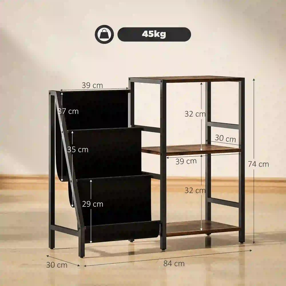 HOMCOM 3-Tier Record Player Stand, End Table for Living Room, Bedroom Additional View 3