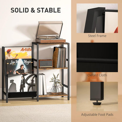 HOMCOM 3-Tier Record Player Stand, End Table for Living Room, Bedroom Additional View 6
