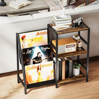 HOMCOM 3-Tier Record Player Stand, End Table for Living Room, Bedroom Additional View 8