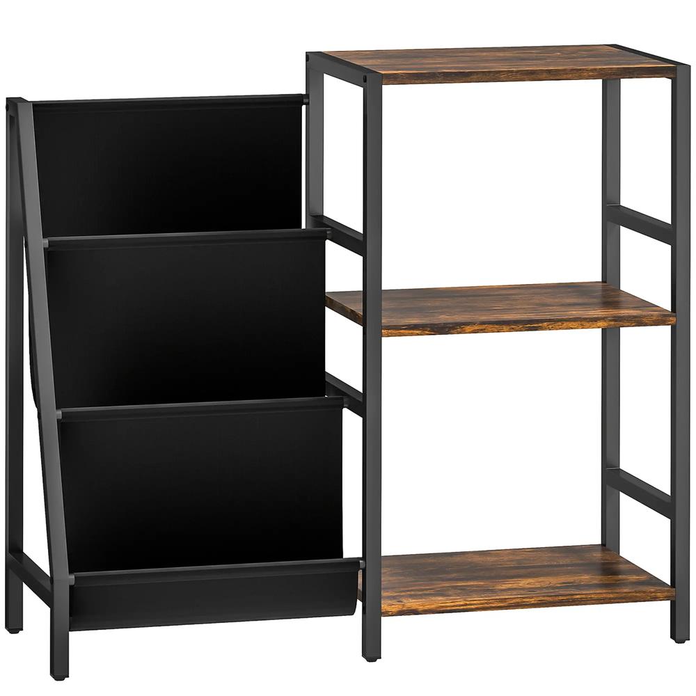 HOMCOM 3-Tier Record Player Stand, End Table for Living Room, Bedroom