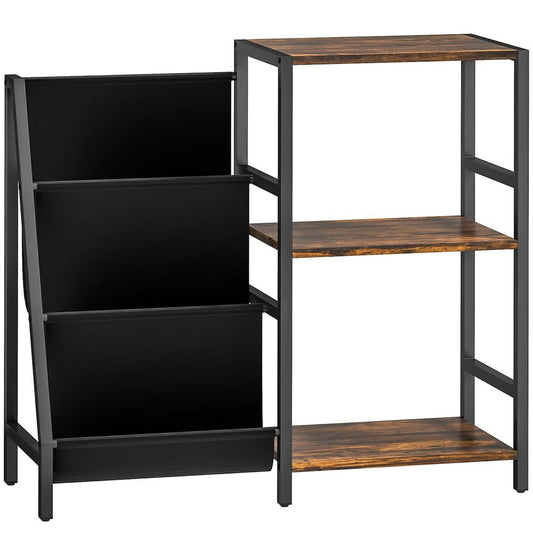 HOMCOM 3-Tier Record Player Stand, End Table for Living Room, Bedroom