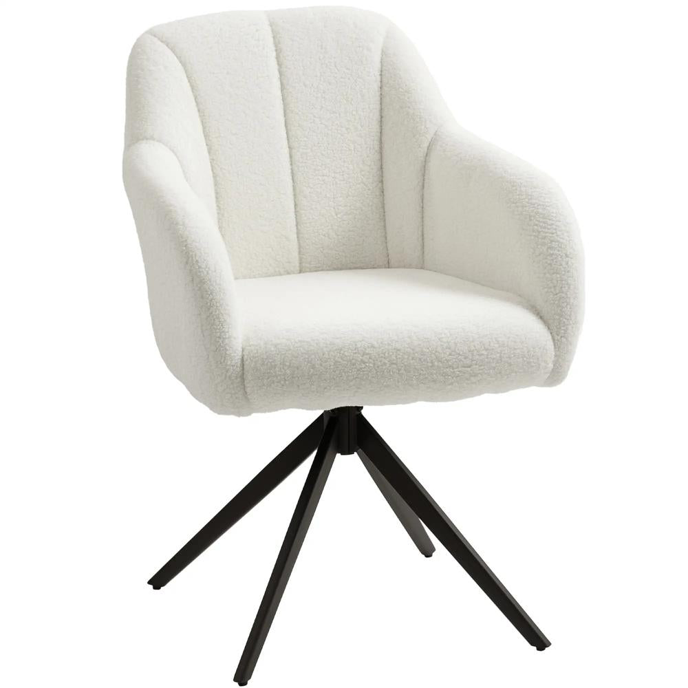 HOMCOM 360 Degree Swivel Accent Chair, Teddy Fleece Fabric Armchair Additional View 11