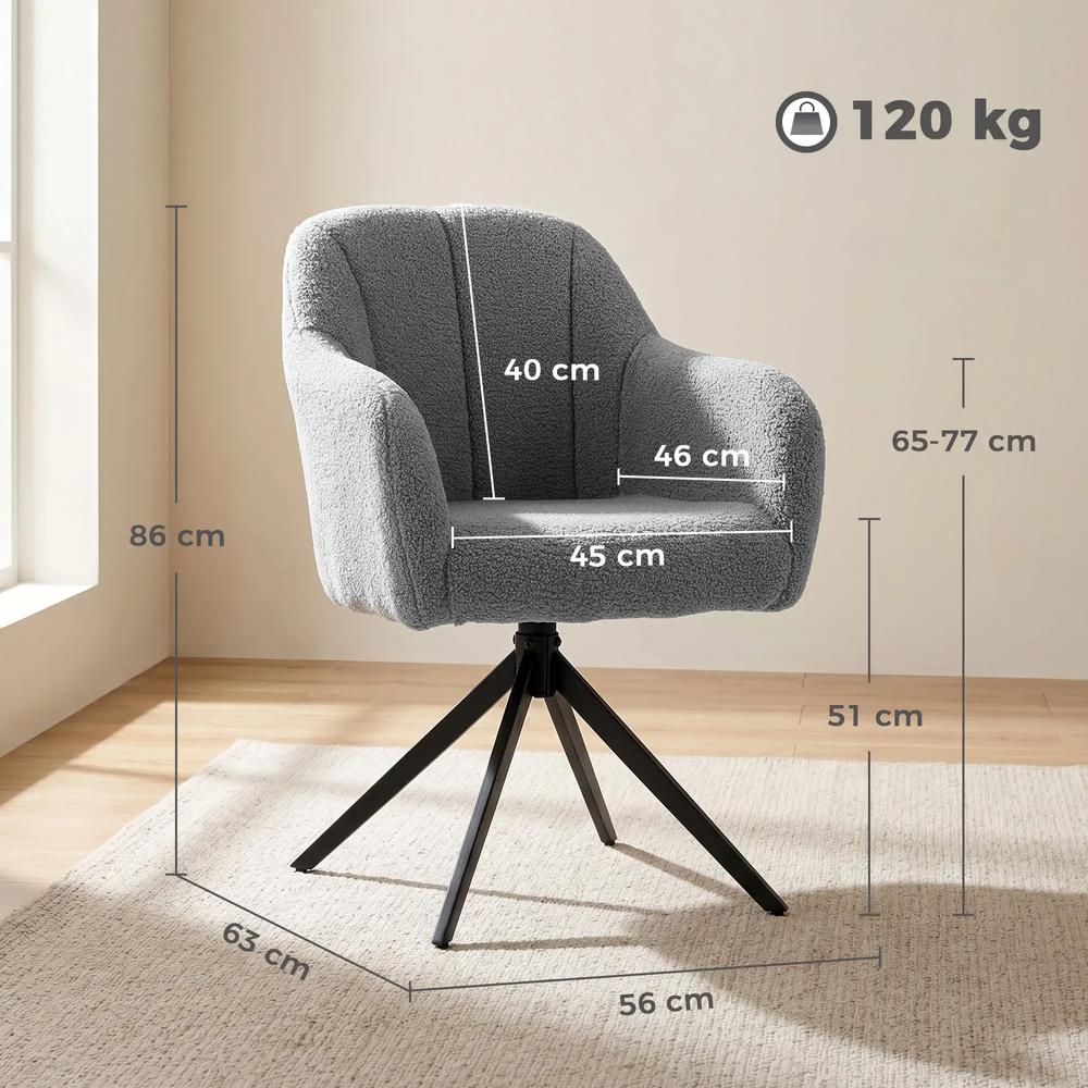 HOMCOM 360 Degree Swivel Accent Chair, Teddy Fleece Fabric Armchair Additional View 14