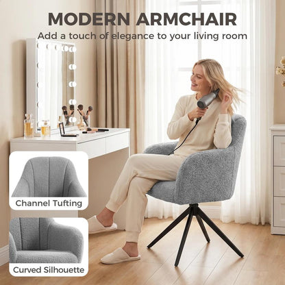 HOMCOM 360 Degree Swivel Accent Chair, Teddy Fleece Fabric Armchair Additional View 18