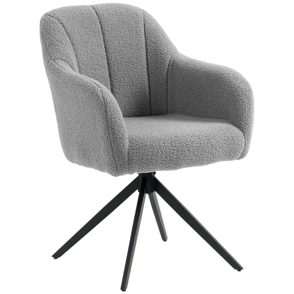 HOMCOM 360 Degree Swivel Accent Chair, Teddy Fleece Fabric Armchair Additional View 26