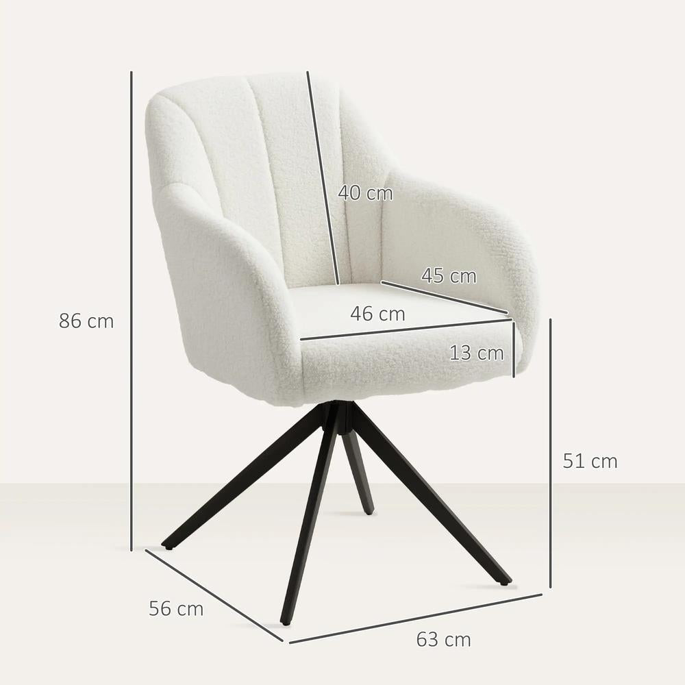 HOMCOM 360 Degree Swivel Accent Chair, Teddy Fleece Fabric Armchair Additional View 3