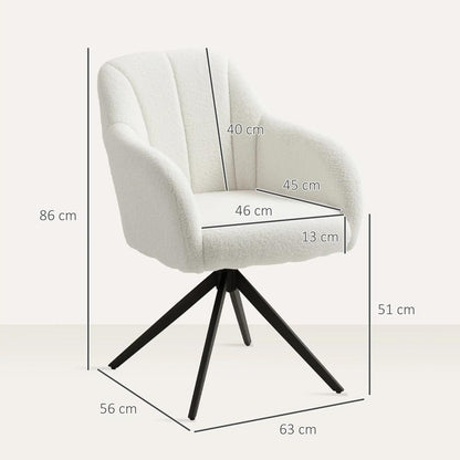 HOMCOM 360 Degree Swivel Accent Chair, Teddy Fleece Fabric Armchair Additional View 3