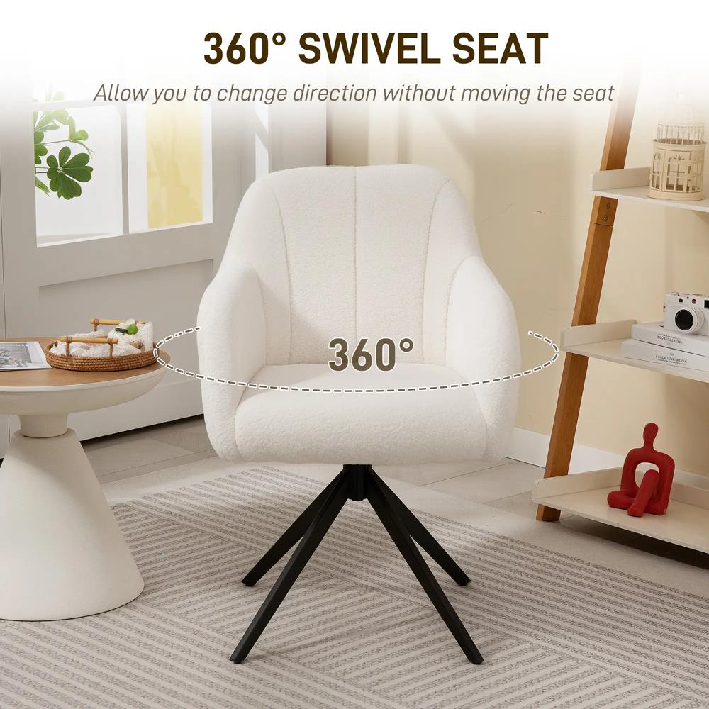 HOMCOM 360 Degree Swivel Accent Chair, Teddy Fleece Fabric Armchair Additional View 5