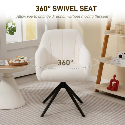 HOMCOM 360 Degree Swivel Accent Chair, Teddy Fleece Fabric Armchair Additional View 5