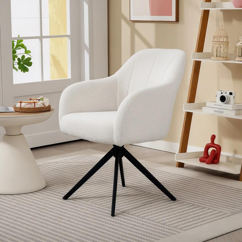 HOMCOM 360 Degree Swivel Accent Chair, Teddy Fleece Fabric Armchair Additional View 10