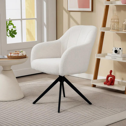 HOMCOM 360 Degree Swivel Accent Chair, Teddy Fleece Fabric Armchair Additional View 10