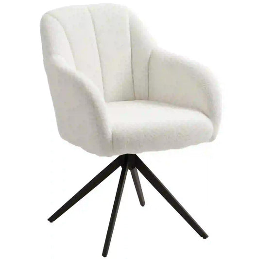 HOMCOM 360 Degree Swivel Accent Chair, Teddy Fleece Fabric Armchair