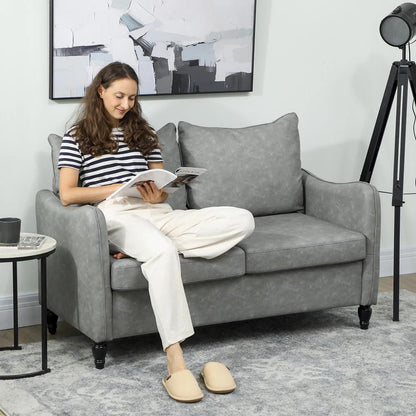 HOMCOM Faux Leather Marble-Effect Two-Seater Sofa Additional View 13