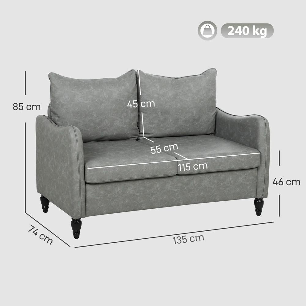 HOMCOM Faux Leather Marble-Effect Two-Seater Sofa Additional View 14