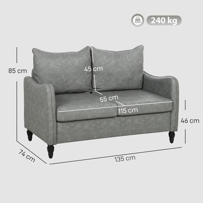 HOMCOM Faux Leather Marble-Effect Two-Seater Sofa Additional View 14