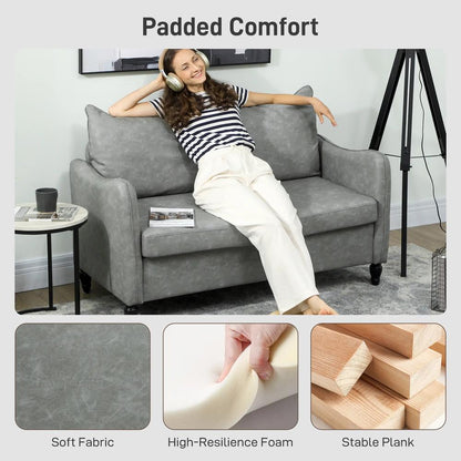 HOMCOM Faux Leather Marble-Effect Two-Seater Sofa Additional View 15